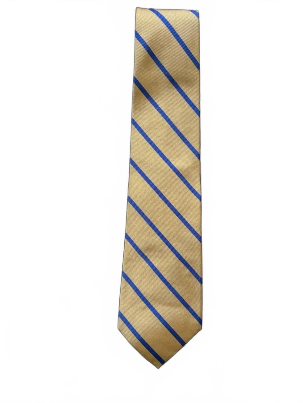 Brooks Brothers Yellow Tie with Blue Diagonal Stripes Classic Business Preppy